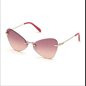 NEW • Emilio Pucci • Butterfly Shaped Frameless Sunglasses Pink Red Womens
